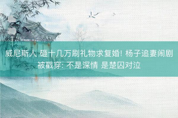 威尼斯人 砸十几万刷礼物求复婚! 杨子追妻闹剧被戳穿: 不是深情 是楚囚对泣