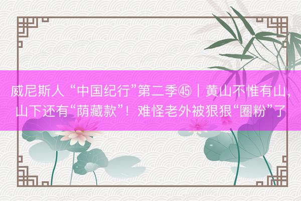 威尼斯人 “中国纪行”第二季㊺｜黄山不惟有山，山下还有“荫藏款”！难怪老外被狠狠“圈粉”了